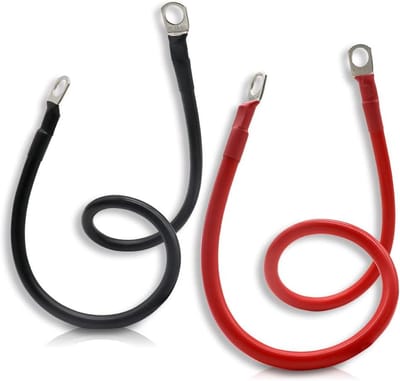 2 Stuks Batterijkabels 12V Koperdraad met Ringkabelschoen 50cm Rood en Zwart