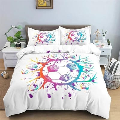 Voetbal Beddengoed Set 3D Voetbal Kind Dekbedovertrek Eenpersoons Tweepersoons Sport Jongen Hometextiel Dekbedovertrek Scandinavische Dekbedovertrekken voor Bed King Full 135x200cm 2pcs