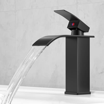 Moderne Waterfall Mengkraan voor Badkamer Wastafel, Messing en RVS, Verchroomd, Inclusief 60 cm Slang