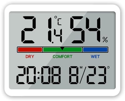 Allecto - Digitale kamerthermometer - Hygrometer voor binnenshuis - Groot display - Luchtvochtigheidsmeter - Nauwkeurige temperatuurmeting - Geschi...