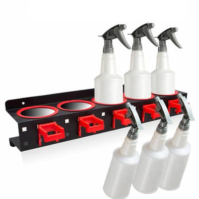Support de rangement pour flacons pulvérisateurs Support mural avec crochets Accessoires Organisateur de bombes aérosols Présentoir Suspendu Garage Lieu de travail black