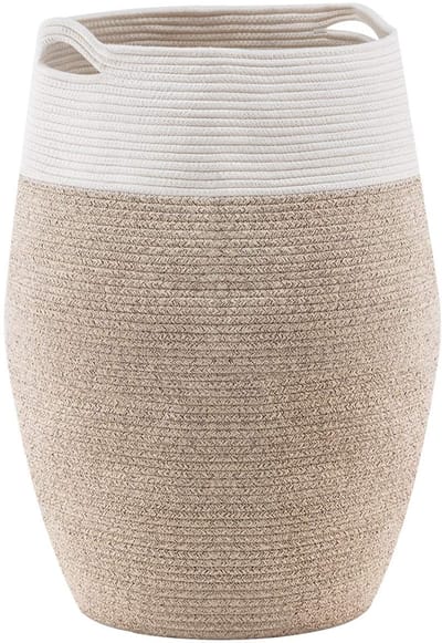 Dailygoods- Wasmand 105 liter - Wasmand met deksel - Geweven katoenen touw - Oversized formaat 49 x 65 cm - Zachte handgreep - Uniek design - Wasgoedmand