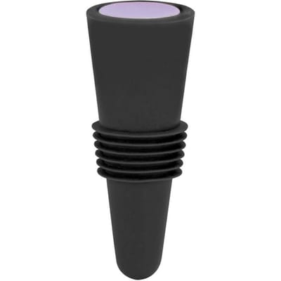 Bouchon de bouteille de vin en silicone de qualité alimentaire, acier inoxydable, 6,1 x 2,35 cm, décoratif, pratique et réutilisable black