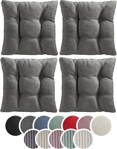 sleepling stoelkussen, 38 x 38 cm, set van 4, zachte bekledingsstof, zitkussen in lichtgrijs
