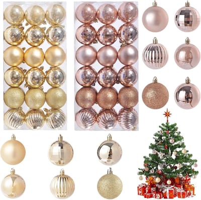 Kerstballen Set van 72 Stuks - 3 cm Plastic Decoraties voor de Kerstboom en Feestelijke Versiering in Goud en Roségoud