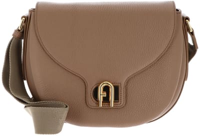 FURLA Leren Schoudertas Lotus Crossbody Bag Deserto + Toni DESERTO Lichtbruin