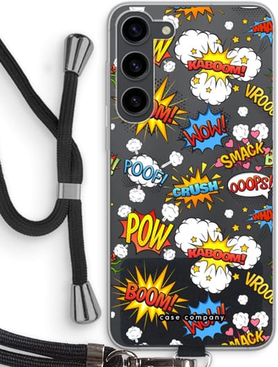 Case Company® - Hoesje met koord geschikt voor Samsung Galaxy S23 Plus hoesje met Koord - Pow Smack - Telefoonhoesje met Zwart Koord - Bescherming aan alle Kanten en Over de Schermrand