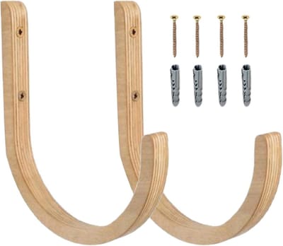 Opbergrek Hout - Fitness Organizer - Sportspullen Opbergen - Wandmontage Systeem - 28 x 14 x 14 cm - Houtkleur