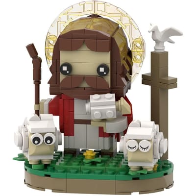 MOC Herder Jezus Kruis Creatief Ontwerp Bouwstenen DOE-HET-ZELF Stenen Sets Christelijke Priester Animal Crossing Cadeau ideaal voor Kinderen