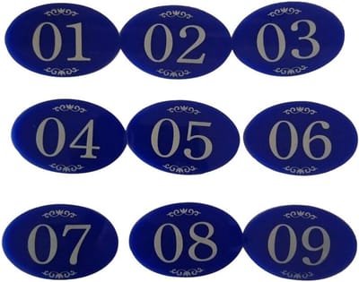 Set van 10 Zelfklevende Nummerbordjes voor Kluisjes of Deuren - Blauw