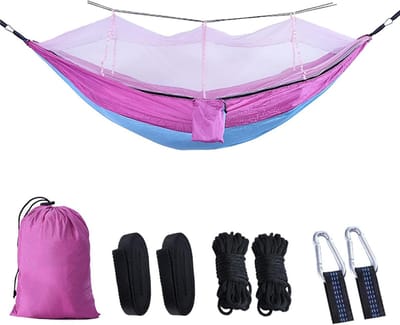 Camping hangmat - Reishangmat klamboe - Buiten ontspannen - Met geïntegreerd muskietennet - 240 x 120 cm - Groen