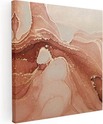 Artaza Canvas Schilderij Marmer Abstract - 30x30 cm - Klein - Muurdecoratie Woonkamer - Wanddecoratie Terracotta - Kamer Accessoires