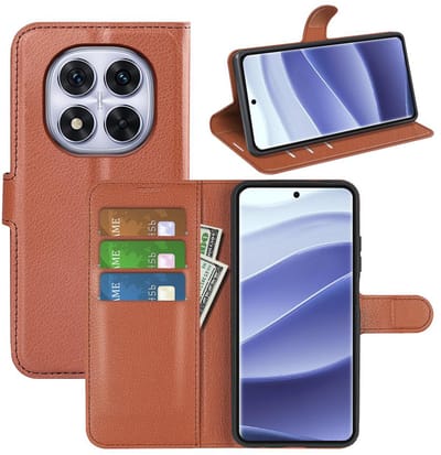 MobyDefend Hoesje - Geschikt voor Xiaomi Redmi Note 14 Pro 5G - Kunstleren Wallet Book Case (Sluiting Voorkant) - Bruin