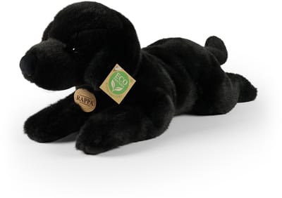 Rappa ECO knuffel Labrador Retriever 40 cm - realistische knuffel van recyclede PET flessen - zwart