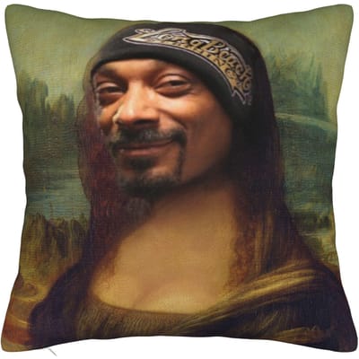 Housse de coussin Mona Lisa Snoop Dogg Housse de coussin décorative en polyester doux Housse de taie d'oreiller Housse de chaise zippée 40X40cm 45x45cm