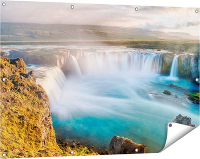 Gards Tuinposter Watervallen in IJsland - 120x80 cm - Tuindoek - Tuindecoratie - Wanddecoratie buiten - Tuinschilderij