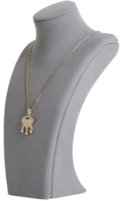Grijze Fluwelen Kettinghouder Organizer - Sieraden Buste Display Stands - Mannequin voor Showcase