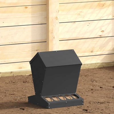 vidaXL - Kippenvoerbak - Zwart - 30 - x - 30 - x - 39 - cm - Koudgewalst - Staal