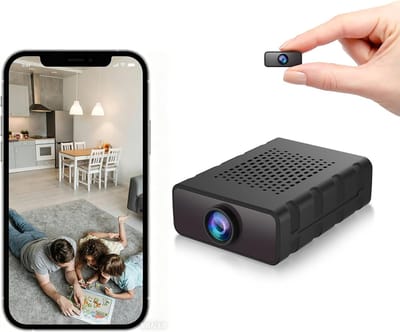 Daity Minicamera — Verbeterd model 2026: WiFi-beveiligingscamera — Combineert bewakings- en huisdierbewakingsfuncties — Ondersteunt bewegingsdetectie, nachtzicht en bediening op afstand via app, inclusief "No-WiFi-modus" (Zwart)