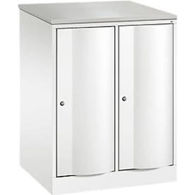 C+P Garderobekast Resisto, 2 vakken, 2 legborden, B 772 x D 640 x H 1077 mm, verkeerswit