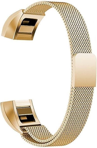 By Qubix - Compatible Fitbit bandje - Geschikt voor Fitbit Alta HR - Milanese bandje - Maat: Small - Goud Smartwatch bandje