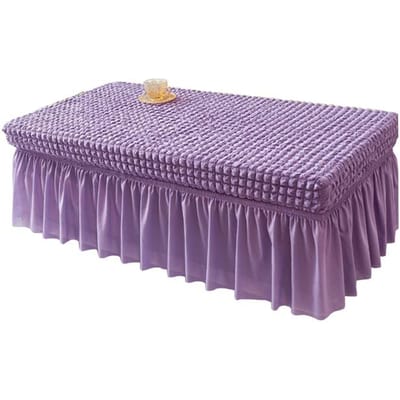 Bankovertrek Ottomane Hoes Voetenbank Slipcover Rechthoekig Stretch 3d Seersucker Opvouwbare Opbergkruk Meubelbeschermer S (length120-130cm)