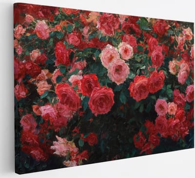 Saammp Canvas Schilderij - Abstracte Rozen in Tuin - Bloemen - Abstract - 30x20 - Foto op canvas - Wanddecoratie - Muurdecoratie Woonkamer - Kantoor Decoratie