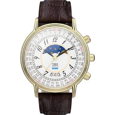 Timex Moon Phase TW2Y99000 Horloge - Leer - Bruin - Ø 37 mm
