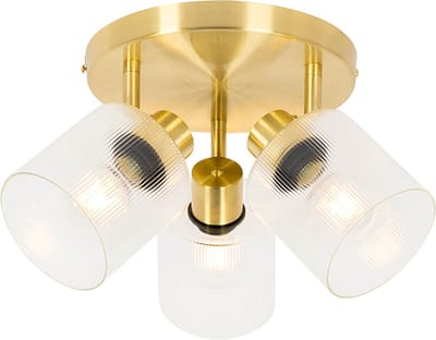 QAZQA laura - Art Deco Plafondspot | Spotje | Opbouwspot - 3 lichts - Ø 47 cm - Goud - Woonkamer | Slaapkamer | Keuken