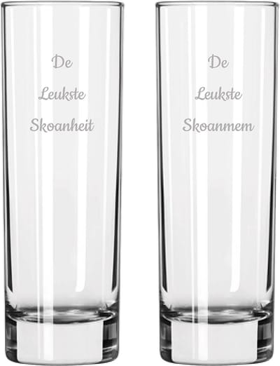 Gegraveerde longdrinkglas 22cl De Leukste Skoanheit-De Leukste Skoanmem