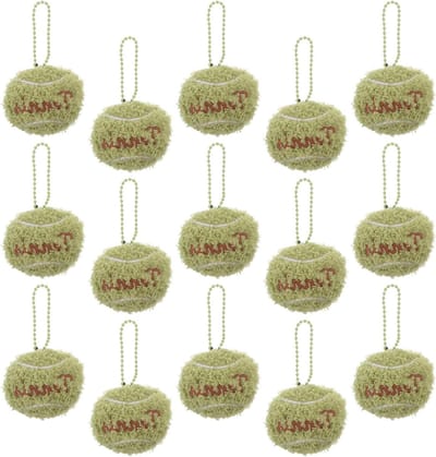 Mini Tennisbal Sleutelhangers - Sport Sleutelhangers Tassenhanger - Feestdecoratie Souvenir - Zachte Pluche Constructie - 15 Stuks - Groen