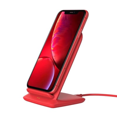 Draadloze Qi Oplaadhouder voor Smartphones - 2 Coils - 10W - Rood