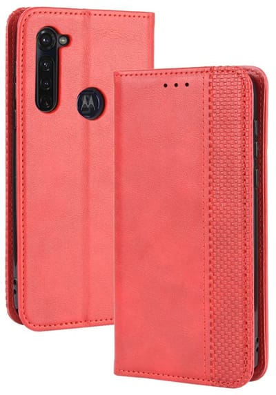 Coverup Hoesje - Geschikt voor Motorola Moto G Pro Hoesje - Coverup Vintage Style Book Case - Rood