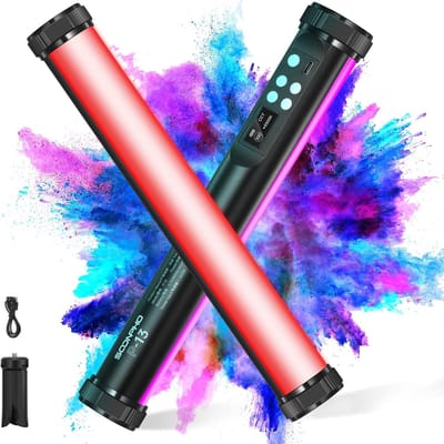 SnelShoppen - LED Video Light RGB Lamp, Mini Handheld Fotografie Lamp met 360° Rotatie, Dimbaar, 2500-9000K, 36.000 Kleuren, Magnetisch voor Anime Fig