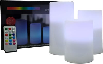 Set van 3 LED Kaarsen van Echte Was met Kleurwisseling en Afstandsbediening
