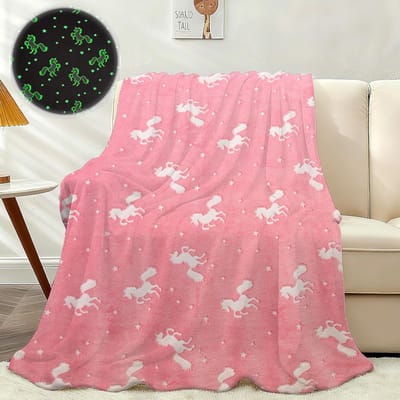Glow in the Dark Flanellen Fleece Plaid - Zacht Comfort voor Kinderen en Volwassenen, Geschikt voor Bank en Slaap, 130 x 150 cm