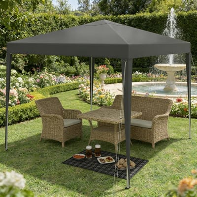 REDOM - Vouwpaviljoen - Inklapbaar En In Hoogte Verstelbaar - Voor Tuin En Camping - Oxford - Donkergrijs - 3 X 3 M