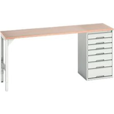 Onderzetter Bott verso, multiplexplaat, 7 laden, B 2000 x D 600 x H 930 mm, lichtgrijs