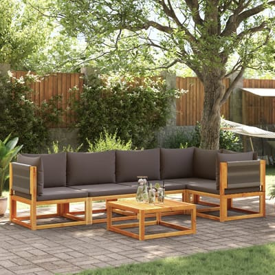vidaXL - 6-delige - tuinbankset - met - kussens - acaciahout - & - touw