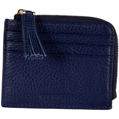 COCCINELLE Leren Kaarthoes Tassel Credit Card Holder Royal Blue Blauw