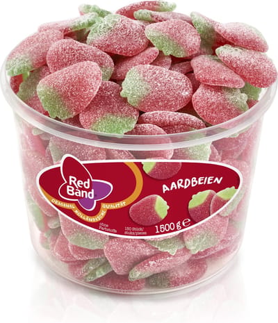 Red Band Zoete Aardbeien - 6 emmers à 150 stuks - Zacht snoep - Snoep in emmers