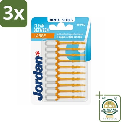 3 x Jordan Sticks Clean Between Large 40 stuks per verpakking - Grootverpakking - Tandplak Verwijderen - Tandenstoker - Mondhygiëne - Tandvlees Stimuleren - Tanden Reinigen