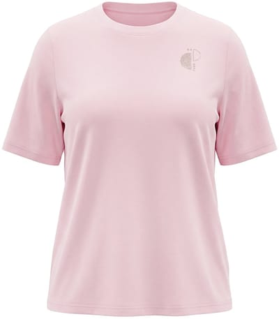 Ulla Popken - Dames - Sweatshirt metallic borduursel ronde hals korte mouwen - Pasteloranje - Maat 42+