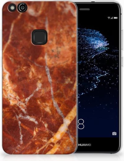 Huawei P10 Lite TPU Siliconen Hoesje Marmer Bruin