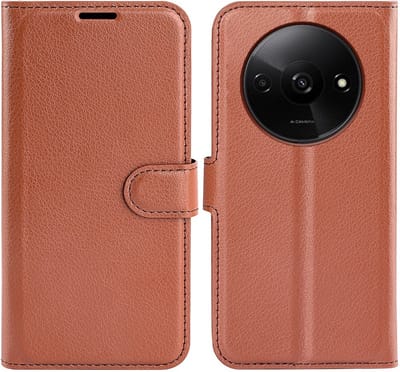 Coverup Hoesje - Geschikt voor Xiaomi Redmi A3 Hoesje - Coverup Book Case - Bruin