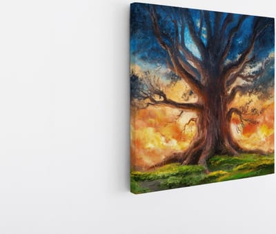 Saammp Canvas Schilderij - Grote Abstracte Boom - Natuur - 20x20 - Foto op canvas - Wanddecoratie - Muurdecoratie Woonkamer - Slaapkamer decoratie - Canvas Print