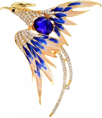 Zelto - Broche- Vogel - Dames Broche-Heren Broche-Vest Sluiting-Pin Broche-Sierspeld-Zilverkleurig-Straas Broche-Broches-Broches & Spelden-Sjaal SpeltBroche Boetiek-Phoenix-Blauw