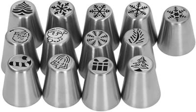 Dailygoods- Spuitmondjes Set 13st - Roestvrijstalen Spuitmondjes - Cake Decoratie - Cupcake Decoratie - Icing Tips - Eenvoudig in Gebruik - Decoratietips