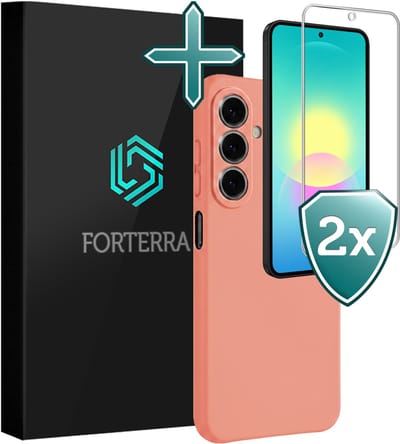 Hoesje Met 2x Screenprotector - Geschikt voor Samsung Galaxy A27 - Sterk & Shockproof - Telefoon Hoes - Back Cover - Siliconen Case - Perzik