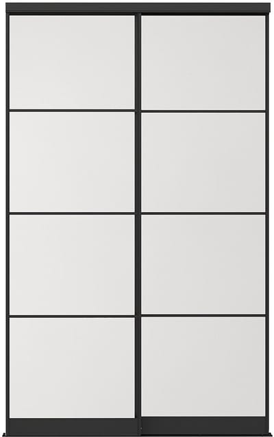 Vente-unique Schuifdeuren voor kast in staal - Zwart en gehard matglas - H250 x B130 cm - ATERMA